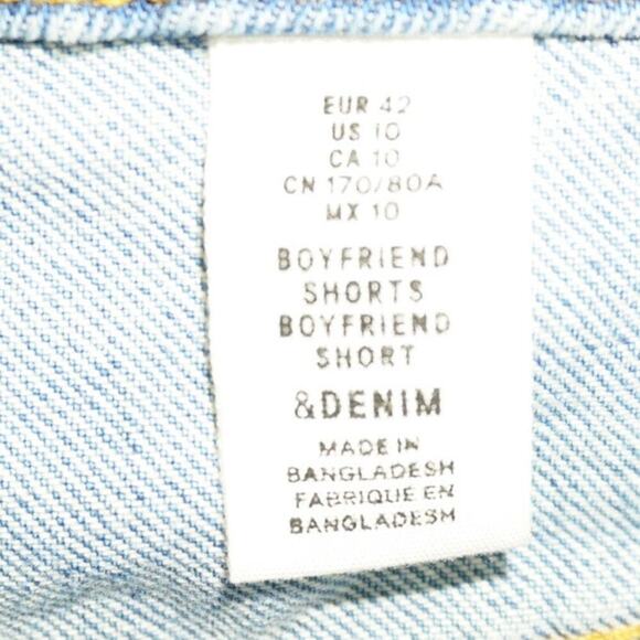 H&M &Denim Boyfriend Jean Shorts Women’s Size 10 Distressed Cutoff Rolled Hem - Picture 2 of 4
